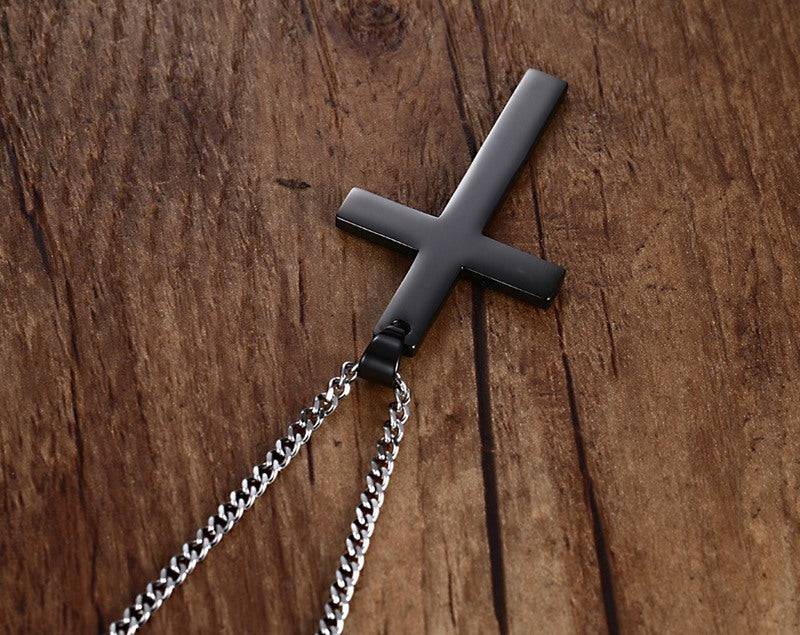 Stainless Steel Cross Pendant Gold Sweater Necklace Black Foreign Trade Accessories Jewellery Accessories Wholesale PN-572 - YLORESHOP