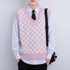 V-neck Knitted Boys' Checkered Sweater Vest - YLORESHOP