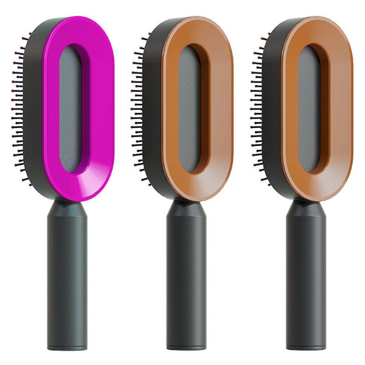 Self Cleaning Hair Brush For Women One-key Cleaning Hair Loss Airbag Massage Scalp Comb Anti-Static Hairbrush - YLORESHOP