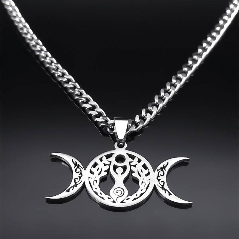 Triple Moon Celtic Knot Pendant Stylish Clavicle Necklace - YLORESHOP