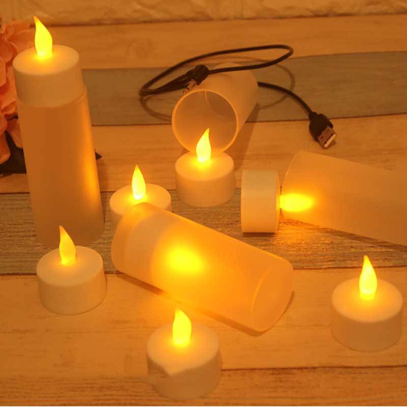 LED Glow Rechargeable Yellow Flashing Candle Lamp