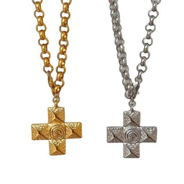 Titanium Steel Clavicle Chain 18K Gold Plated Cross - YLORESHOP