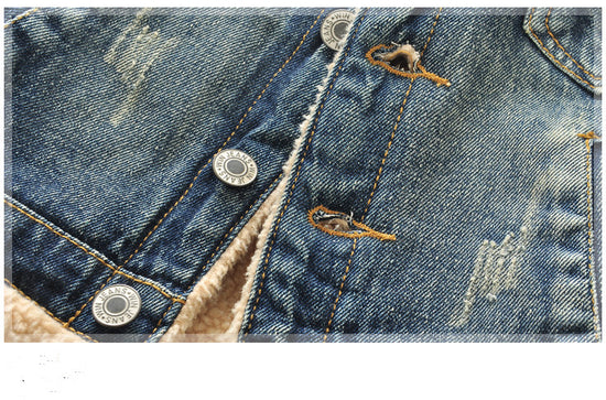 Children's jacket with fur collar, thick, with 4 pockets - YLORESHOP