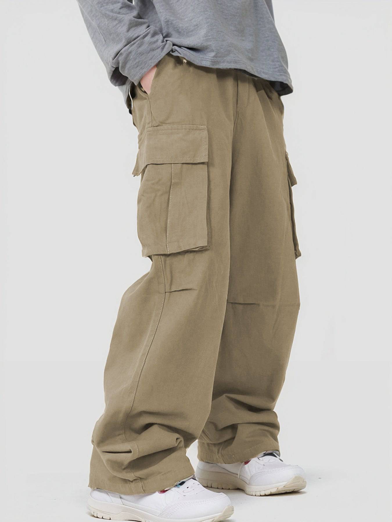 Salopette tascabile tridimensionale Pantaloni casual larghi con lacci funzionali