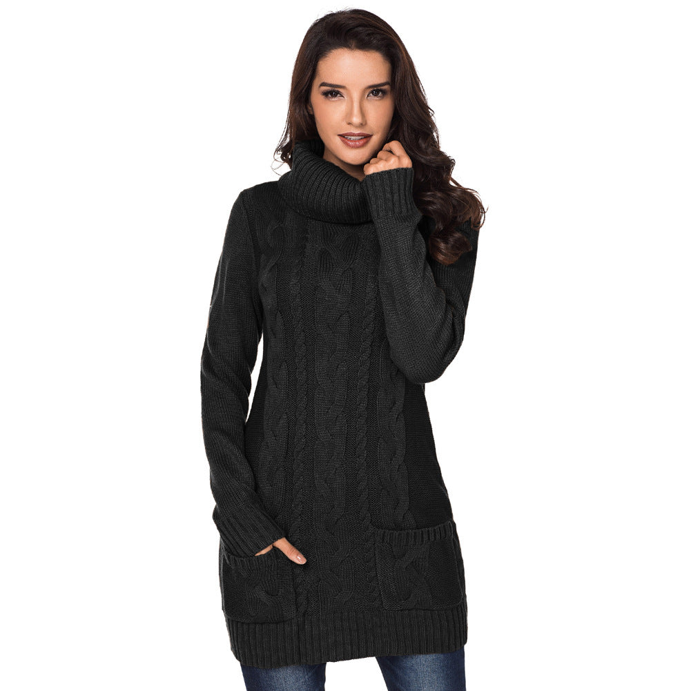 Solid Color Long-sleeved Turtleneck Knitted Sweater - YLORESHOP