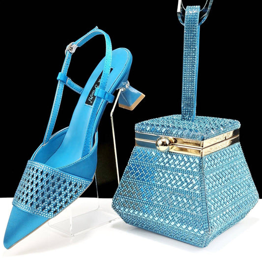 Sky Blue Wine Cup Heel High Heels High Quality Shoe Bag