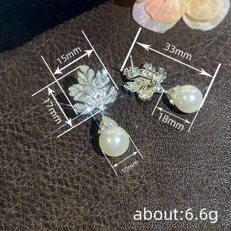 Leaf-shaped Earring Female Pearl Design - YLORESHOP