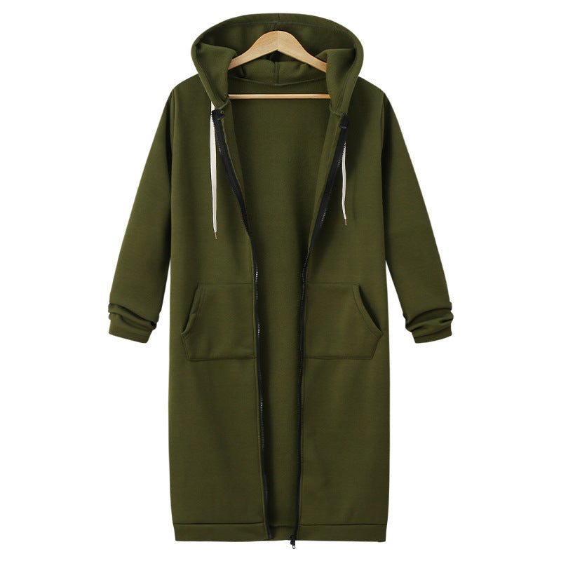 Hooded Long Sleeve Sweater Fleece Long Jacket - YLORESHOP