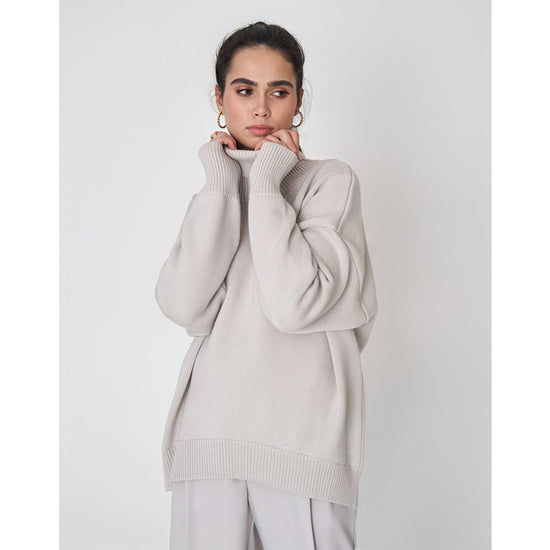 Solid Color Turtleneck Comfortable Loose Pullover Women's Sweater - YLORESHOP