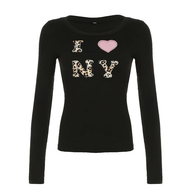 Casual Street Leopard Print Letter Patch T-shirt Top - YLORESHOP
