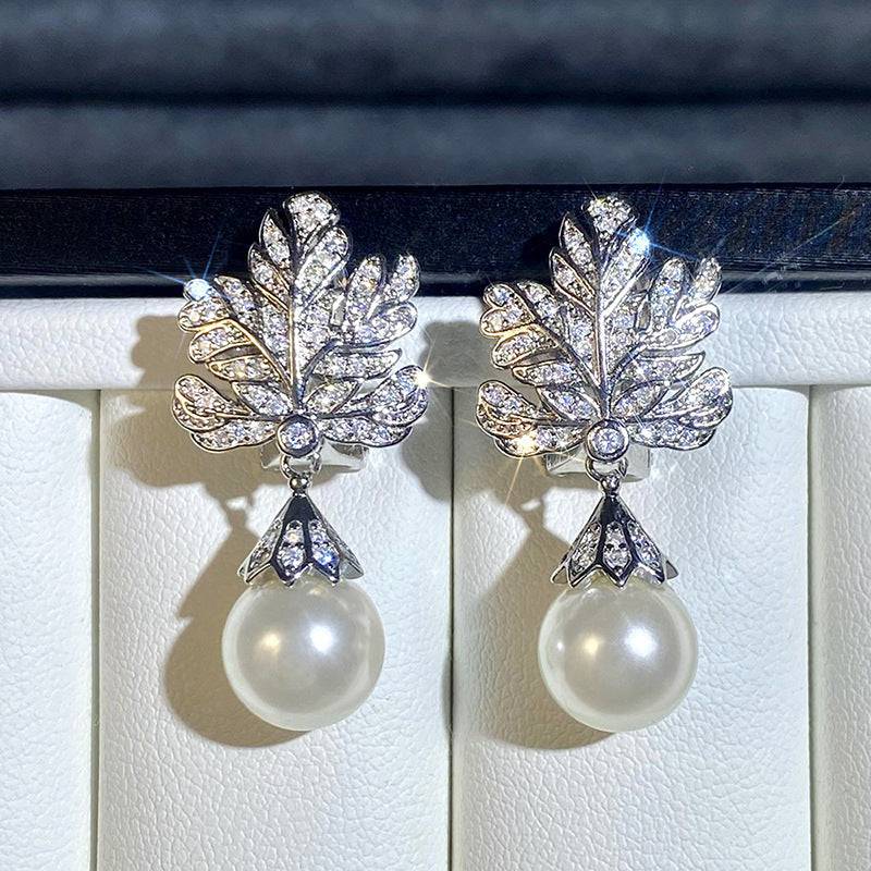 Leaf-shaped Earring Female Pearl Design - YLORESHOP