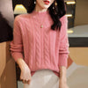 Pure Wool Sweater Women's Half Turtleneck Thick Twist Bottoming Shirt - YLORESHOP