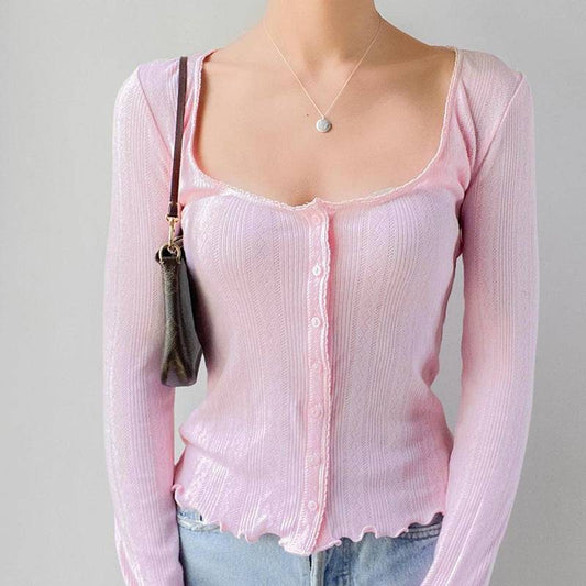 Retro Simple Square Collar Top Women's Fashion - YLORESHOP