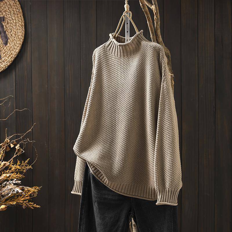 Mock Neck Sweater Women Loose Plus Size - YLORESHOP