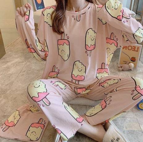 Long Sleeve Autumn Ins Two-piece Homewear Suit - YLORESHOP