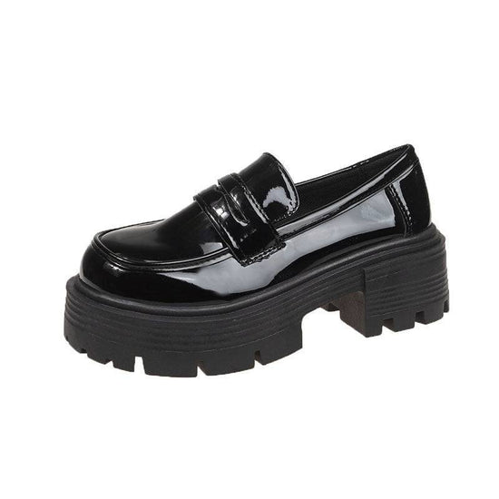 Autumn New Slip-on Round Head Thick Bottom Heightened Single Layer Shoes - YLORESHOP