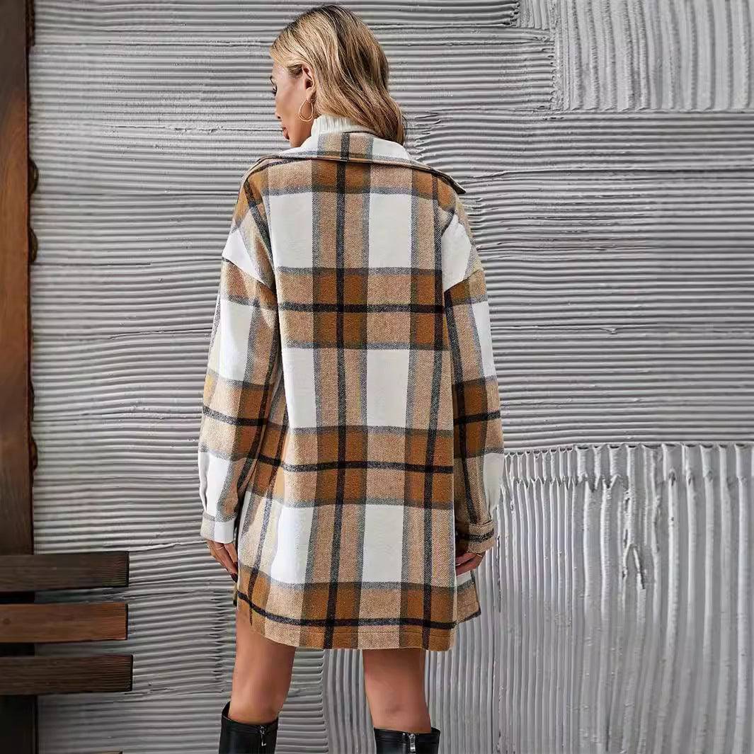 Women's Casual Woolen Women's Plaid Coat Skirt Suit - YLORESHOP