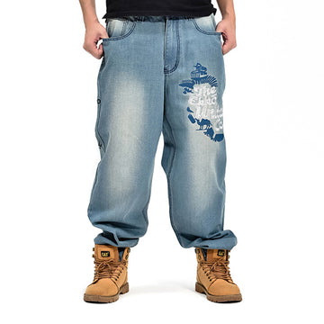 Casual Loose Hip Hop Denim Jeans for Boys and Men - YLORESHOP
