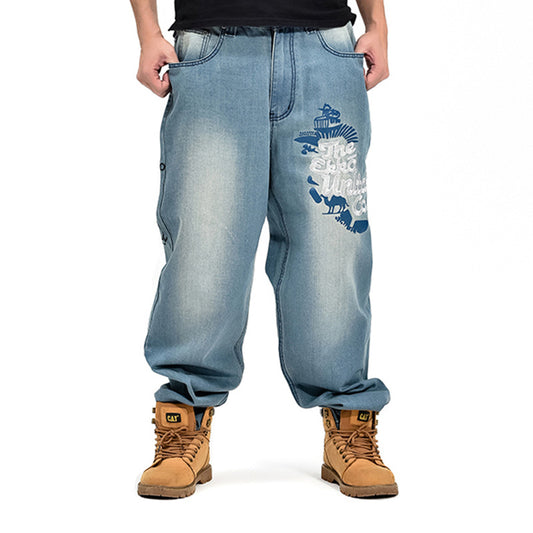 Casual Loose Hip Hop Denim Jeans for Boys and Men - YLORESHOP