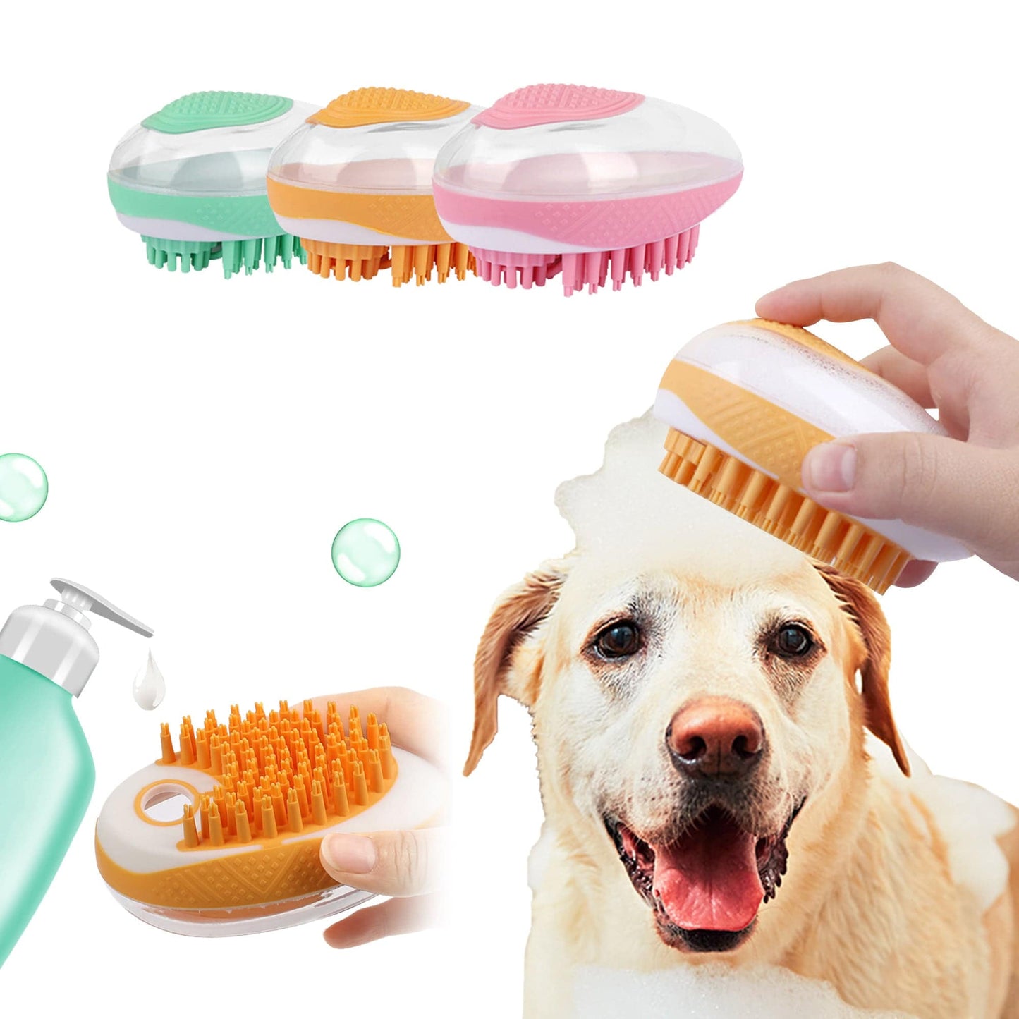 Spazzola da bagno per cani e gatti 2 in 1 Pet SPA Massaggio Pettine Morbido silicone Animali domestici Doccia Toelettatura capelli Cmob Strumento per la pulizia del cane Prodotti per animali domestici