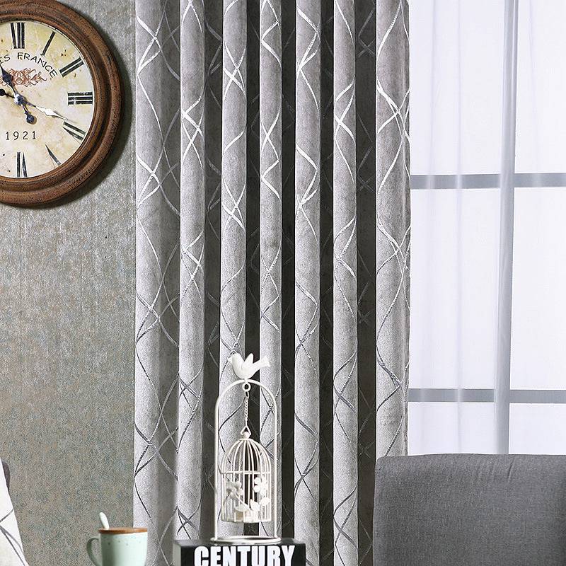 Solid Color Simple Modern Light Luxury Living Room Chenille Blackout Curtains - YLORESHOP