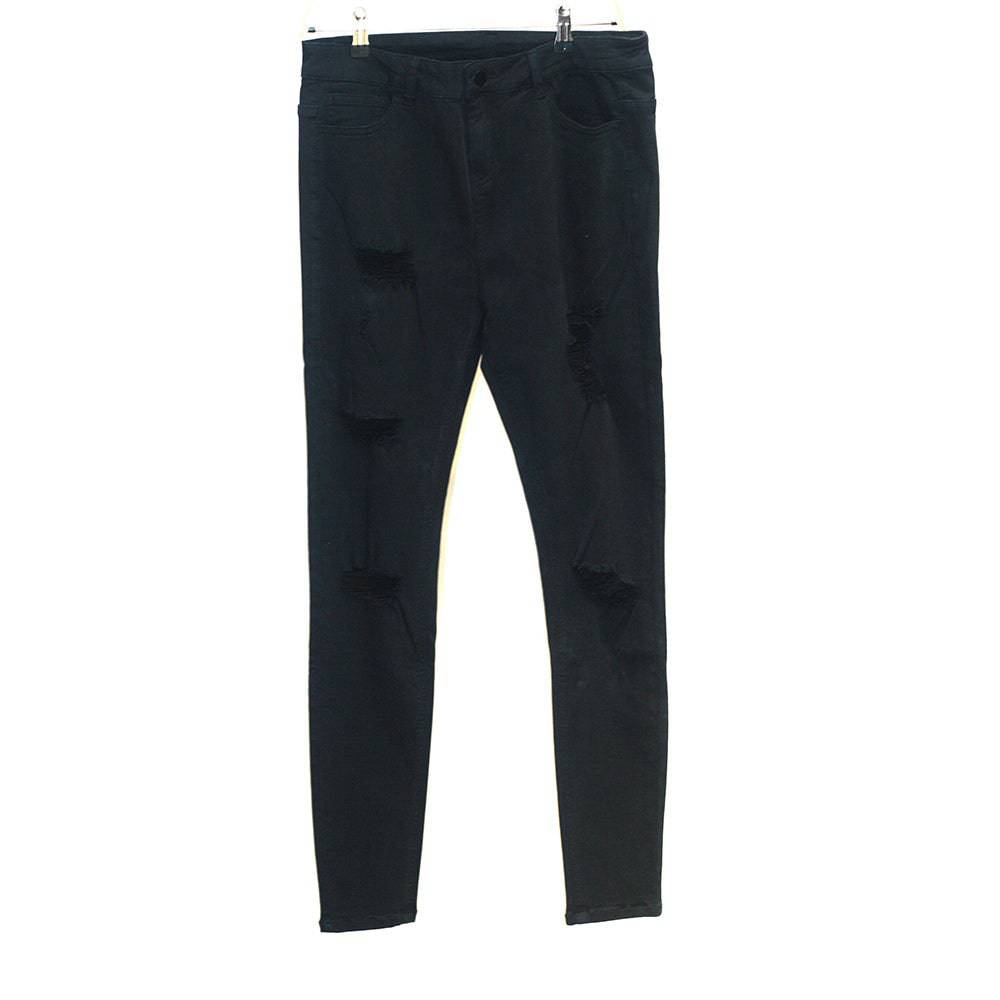 Jeans strappati da uomo super skinny lavati stile hip-hop invecchiato estivo