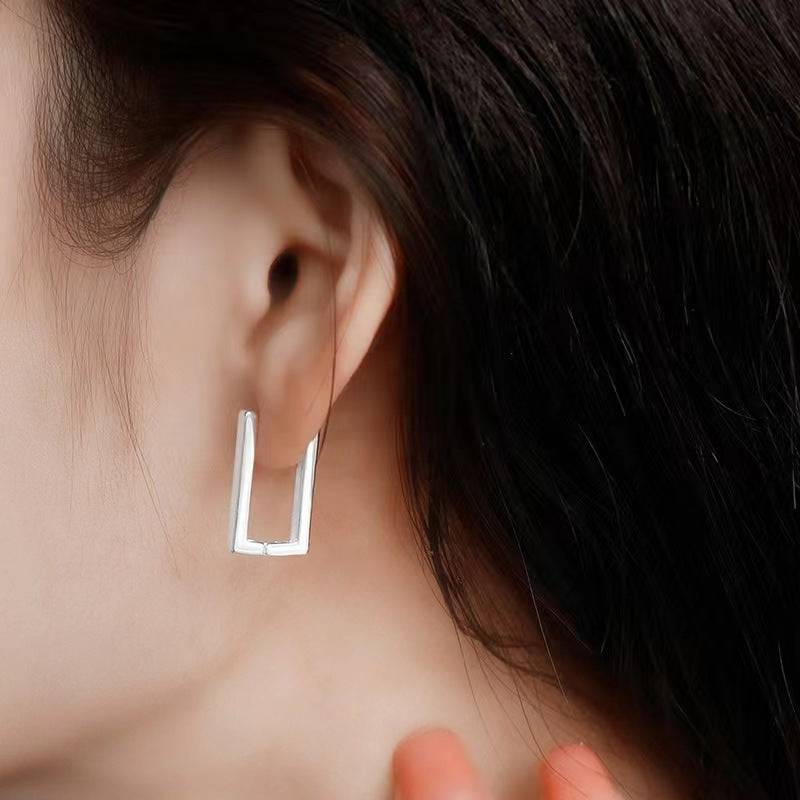 Europe And America Cross Border Hot Sale Geometry Rectangle Ear Clip Indifference Trend All-match Fashion Earrings Personalized Creative Ornament Female - YLORESHOP