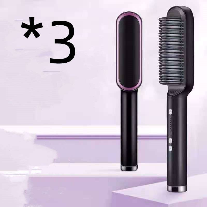 New 2 In 1 Hair Straightener Hot Comb Negative Ion Curling Tong Dual-purpose Electric Hair Brush - YLORESHOP