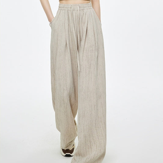 High Waist Drawstring Texture Feeling Lazy American Casual Mopping Pants - YLORESHOP