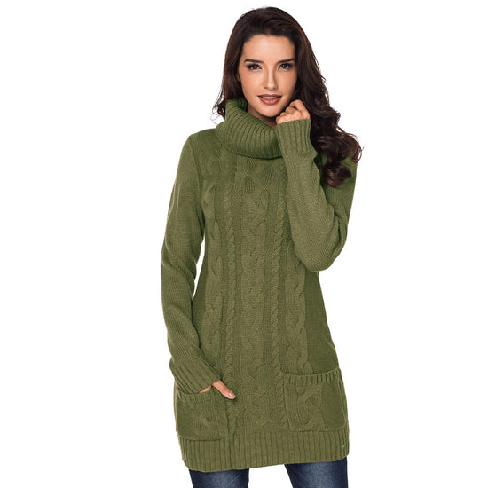 Solid Color Long-sleeved Turtleneck Knitted Sweater - YLORESHOP