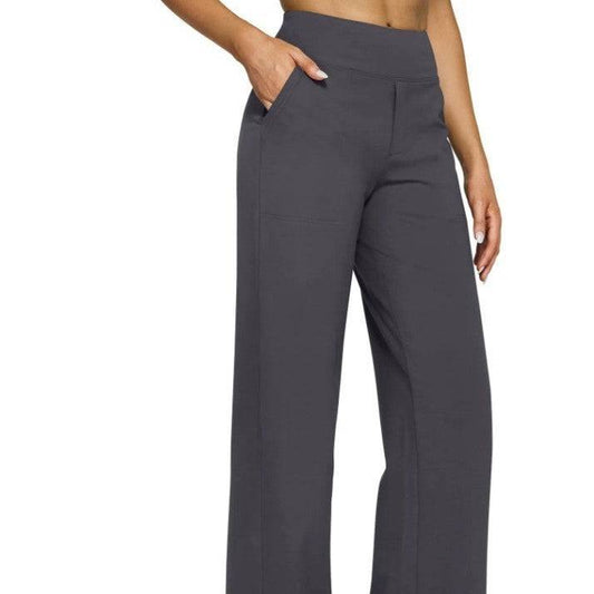 Pocket Knitted Straight High Waist Trousers - YLORESHOP