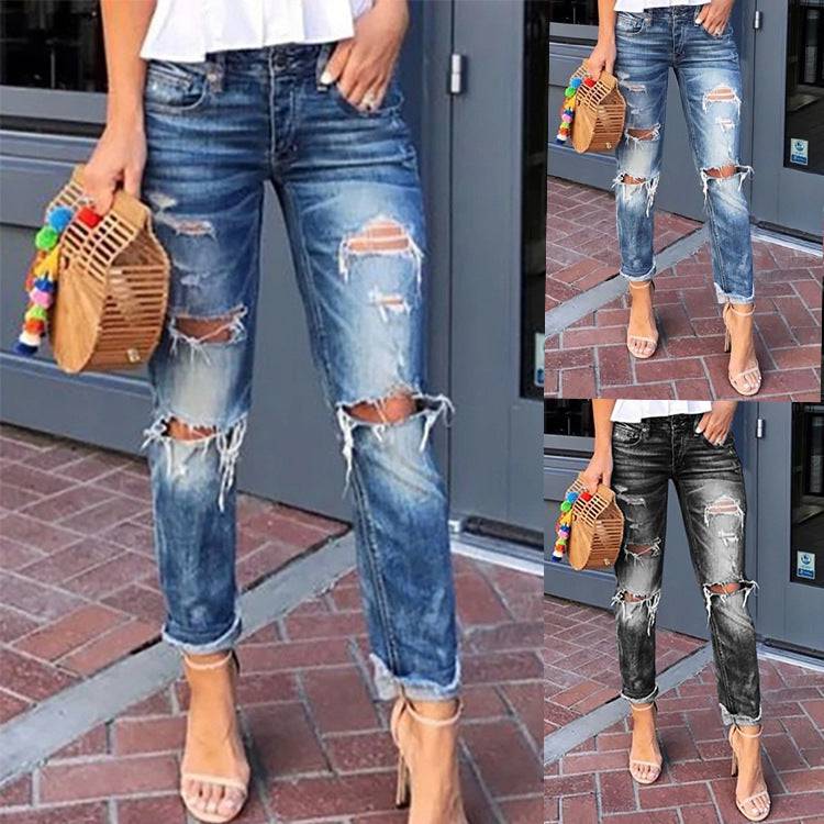 Women's Jeans Ripped Washed Slimming - YLORESHOP