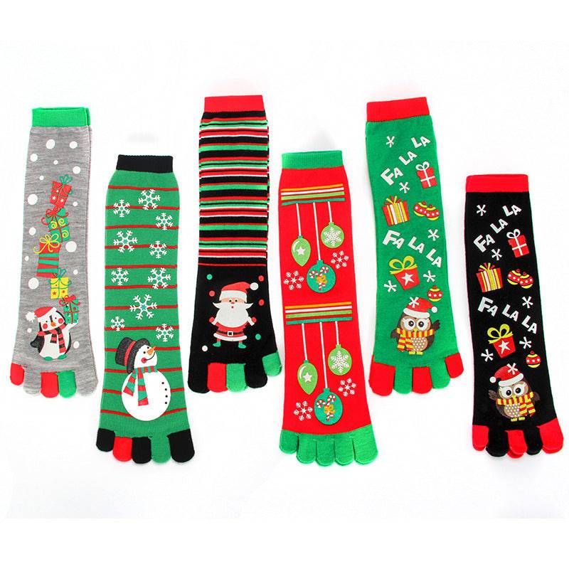 Cute Christmas Five-finger Socks Winter Elastic Sweat-absorbent Split-toe Socks For Women - YLORESHOP