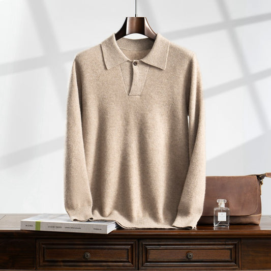 Men's Fashion Lapel Loose Casual Knit Sweater