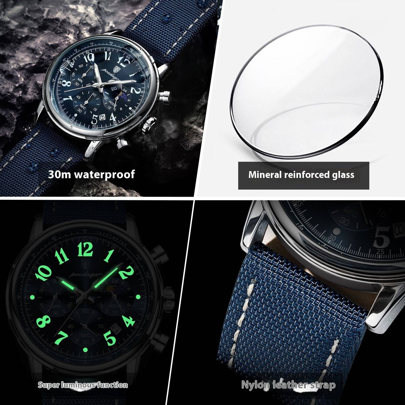 Multi-functional Waterproof Fashion Quartz Watch - YLORESHOP