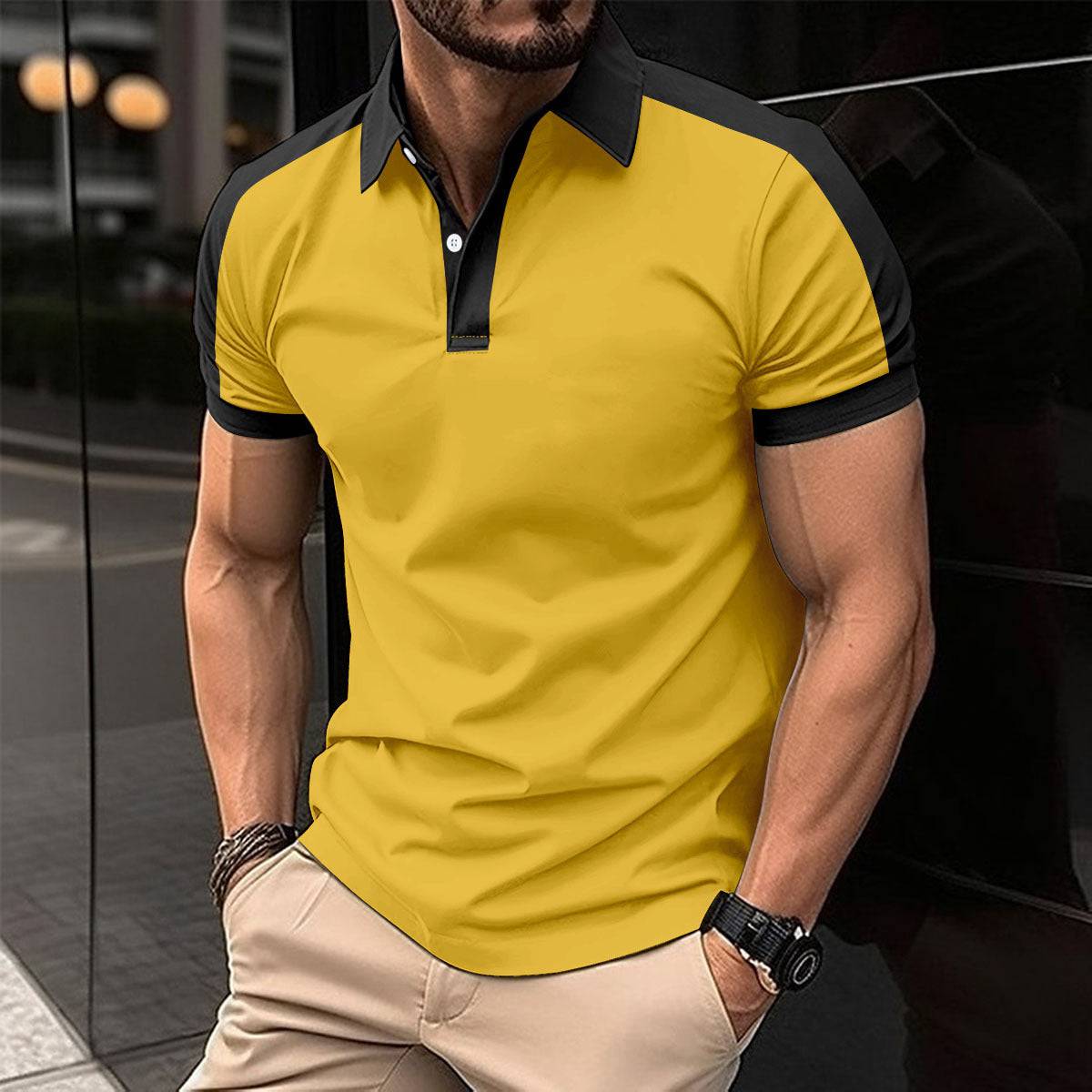 Camicia da lavoro a maniche corte da uomo, polo casual estiva