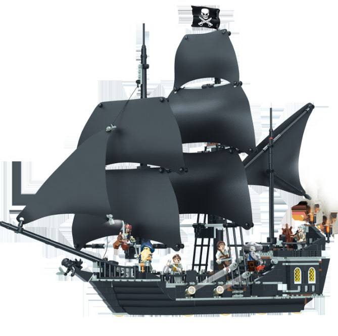 Black Pearl Model Queen Anne Caribbean Pirate Ship Sailing Puzzle Assembling Building Blocks Toy Boy