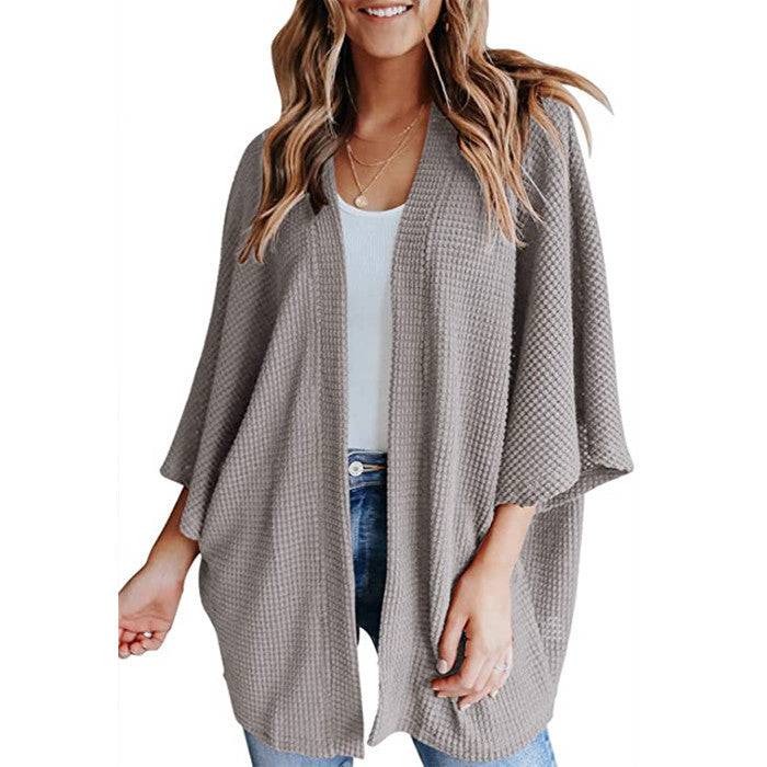 Bat Sleeve Waffle Gerson Women's Cardigan - YLORESHOP