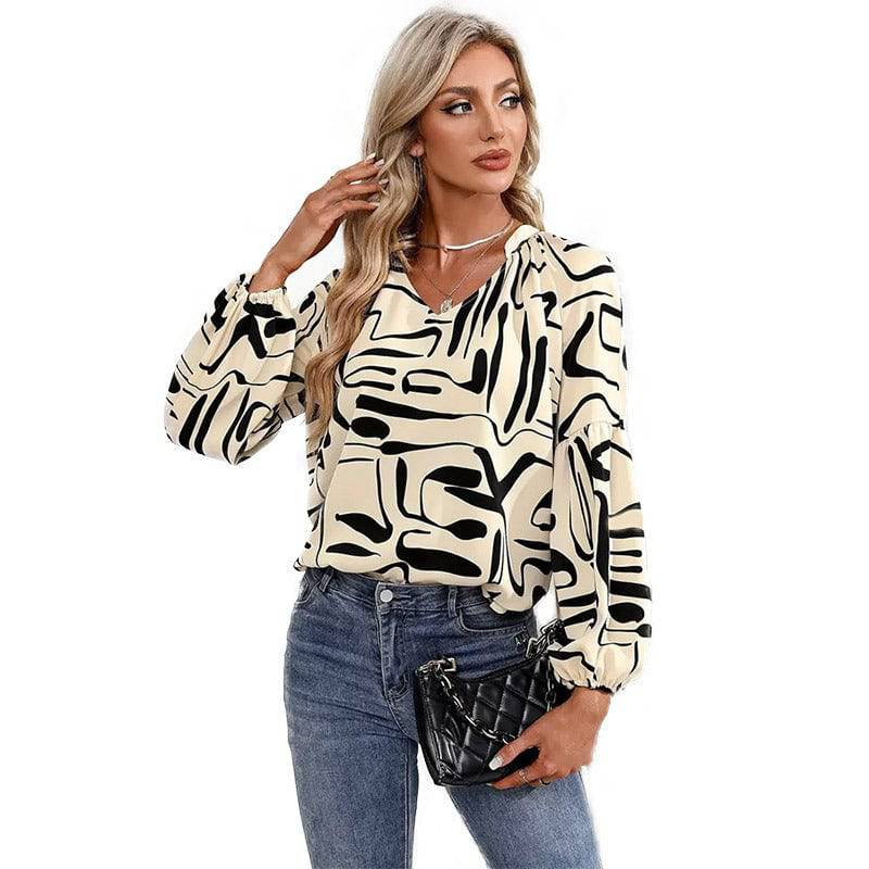 Fashion Irregular Printed Loose Top Women - YLORESHOP