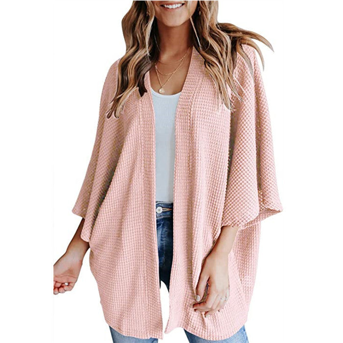 Bat Sleeve Waffle Gerson Women's Cardigan - YLORESHOP