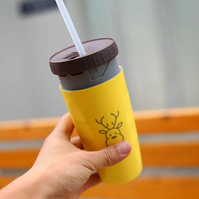 No Cover Twist Cup Travel Portable Cup Double Insulation Tumbler Straw Sippy Water Bottles Portable For Children Adults - YLORESHOP