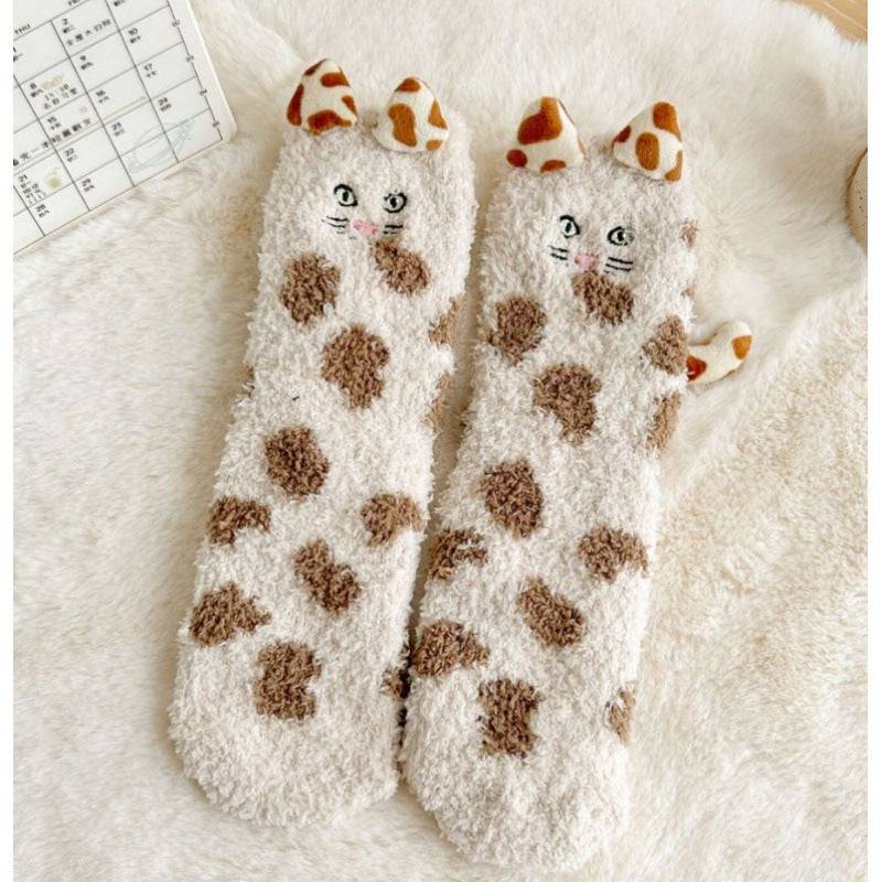 Coral Fleece Socks Women's Mid-calf Three-dimensional Cartoon Room Socks - YLORESHOP