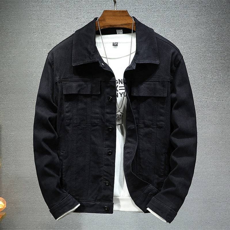 Cappotto in denim da uomo slim fit in stile coreano