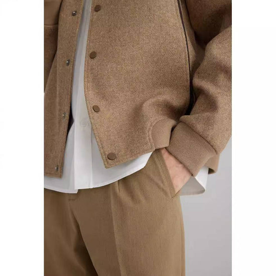 Wool Color Contrast Patchwork Ribbon Rib Coat - YLORESHOP