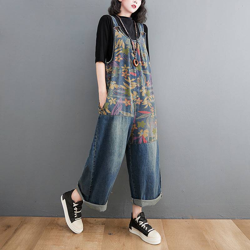 Loose Retro Casual Stitching Denim Strap - YLORESHOP