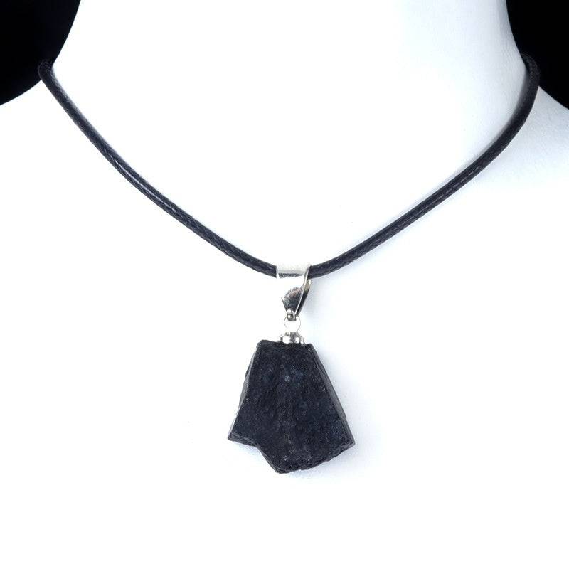 Black Tourmaline Natural Crystal Irregular Pendant - YLORESHOP