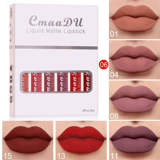 6 Boxes Of Matte Non-stick Cup Waterproof Lipstick Long Lasting Lip Gloss - YLORESHOP