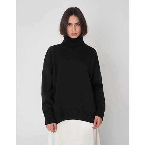 Solid Color Turtleneck Comfortable Loose Pullover Women's Sweater - YLORESHOP