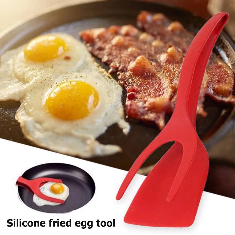 2 In 1 Grip And Flip Tongs Egg Spatula Tongs Clamp Pancake Fried Egg French Toast Omelet Overturned Kitchen Accessories - YLORESHOP