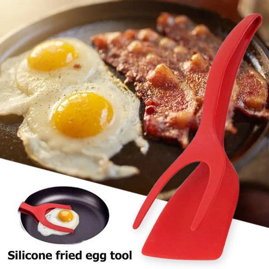 2 In 1 Grip And Flip Tongs Egg Spatula Tongs Clamp Pancake Fried Egg French Toast Omelet Overturned Kitchen Accessories - YLORESHOP